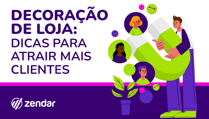 Imagem gráfica para capa de blog com o texto "decoração de loja: dicas para atrair mais clientes"