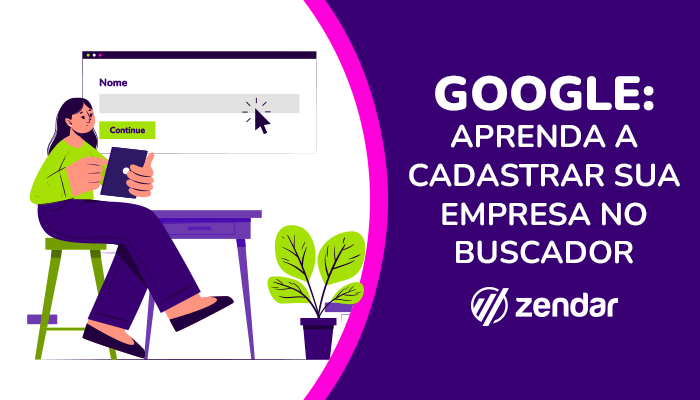 Imagem gráfica para capa de blog com o texto "Google: aprenda a cadastrar sua empresa no buscador"